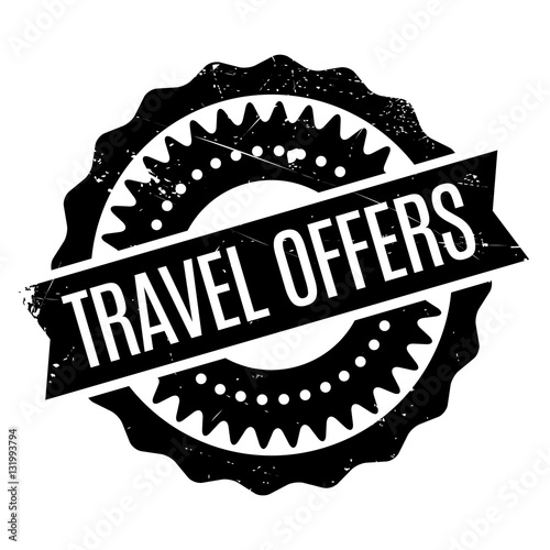 Travel Offers stamp. Grunge design with dust scratches. Effects can be easily removed for a clean, crisp look. Color is easily changed.