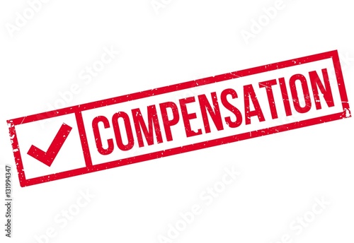 Compensation rubber stamp. Grunge design with dust scratches. Effects can be easily removed for a clean, crisp look. Color is easily changed.
