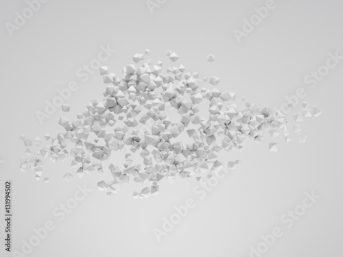 abstract white particle cloud 3d render
