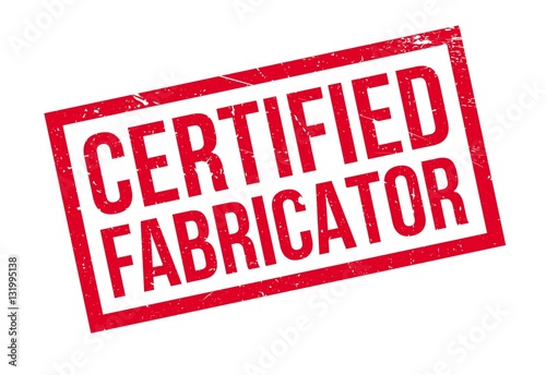 Certified Fabricator rubber stamp. Grunge design with dust scratches. Effects can be easily removed for a clean, crisp look. Color is easily changed.