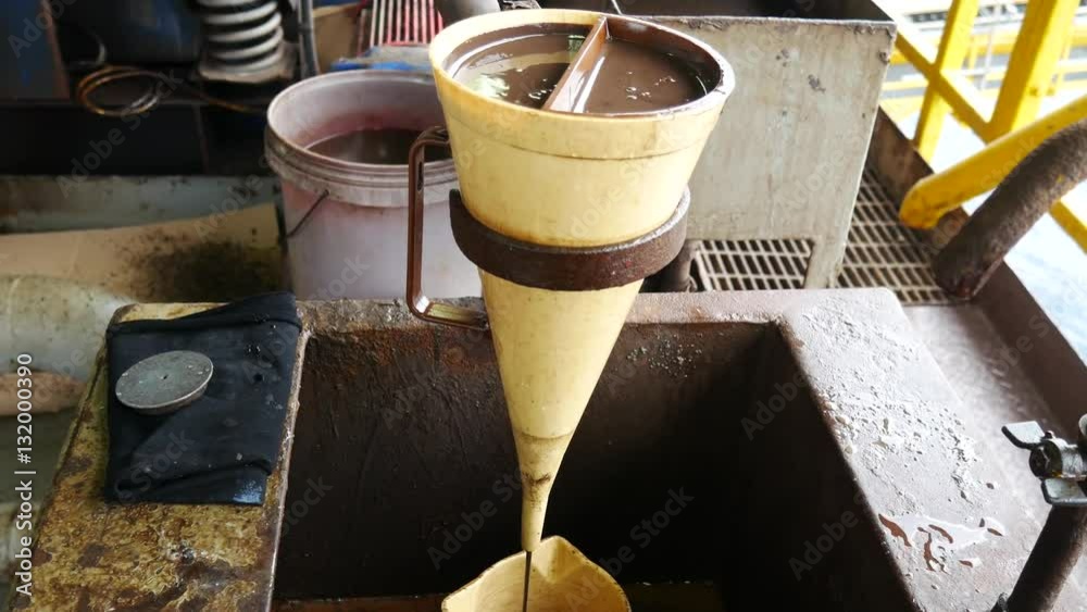 Measure mud viscosity with Marsh funnel drilling fluid