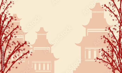 Background of pavilion and bamboo tree