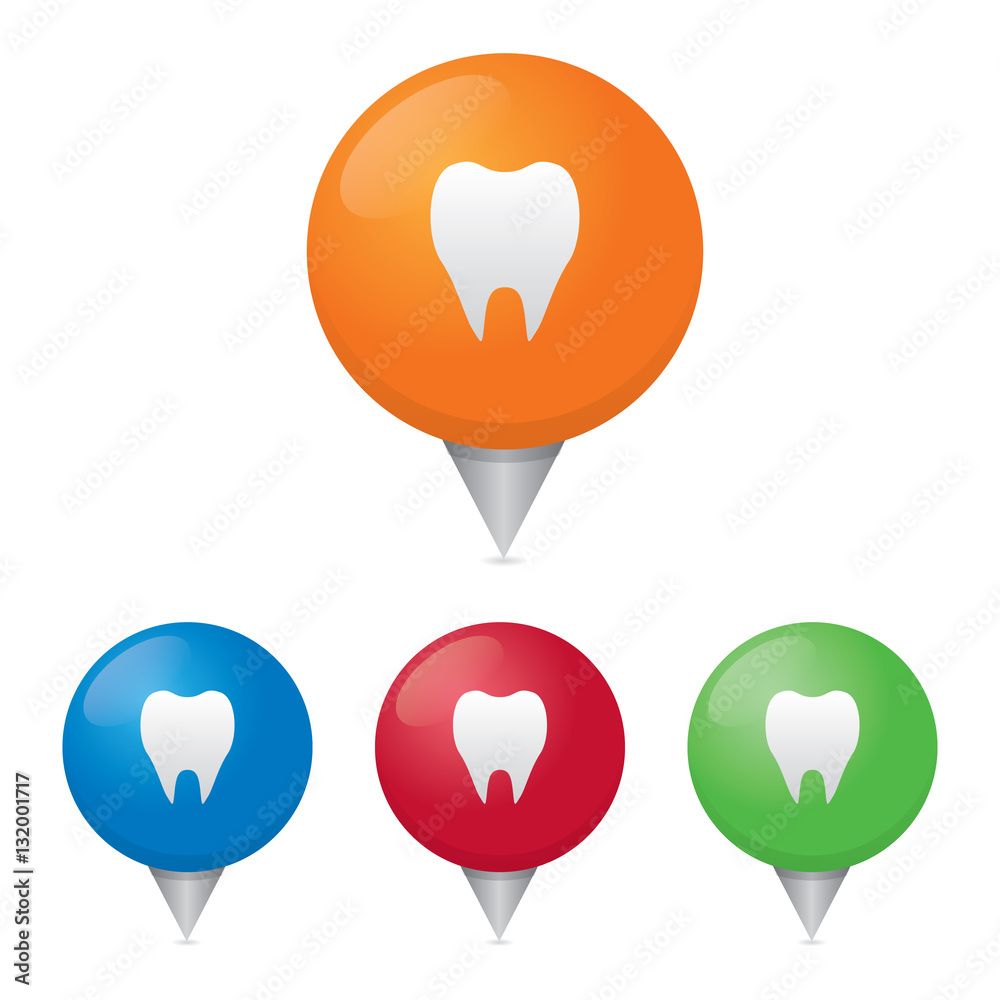 Tooth or Dental Map Markers Stock Vector Adobe Stock