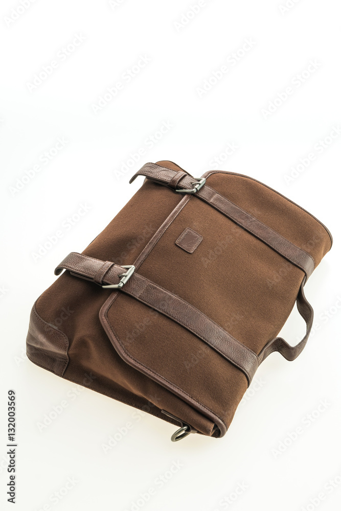 Naklejka premium Beautiful men fashion with leather messenger bag