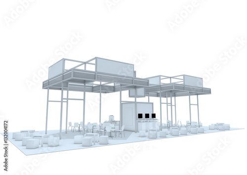 Trade show booth. 3d render isolated