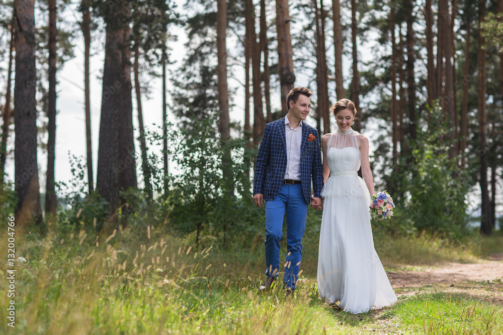 beautiful young bride and groom