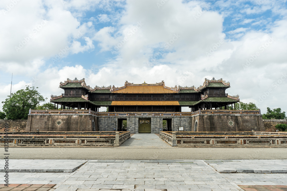 Walled fortress entrance to Hue Imperial City, Vietnam.