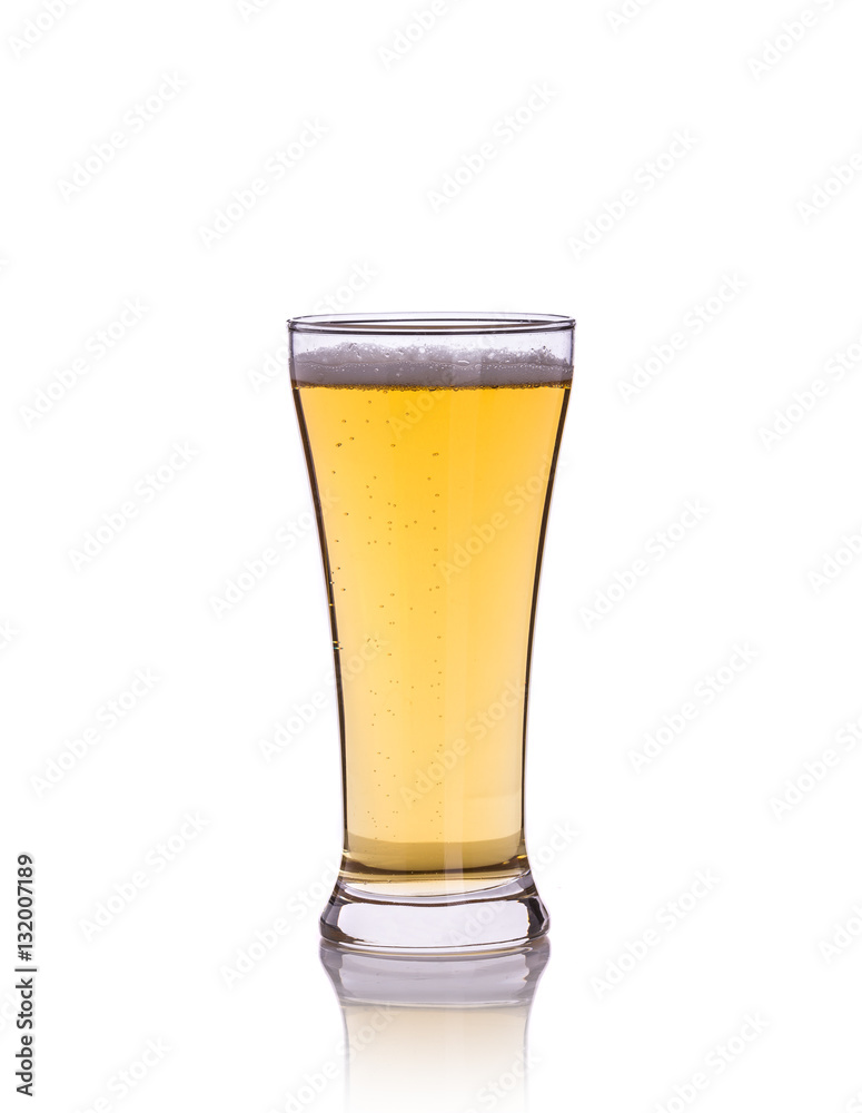 Beer in clear grass. Studio shot isolated on white Beer in clear grass. Studio shot isolated on white