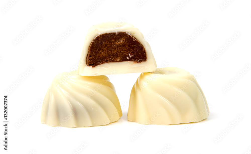 White chocolate candy isolated over the white background White chocolate candy isolated over the white background