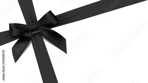 greeting card with realistic black bow on White background