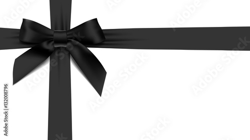 greeting card with realistic black bow on White background