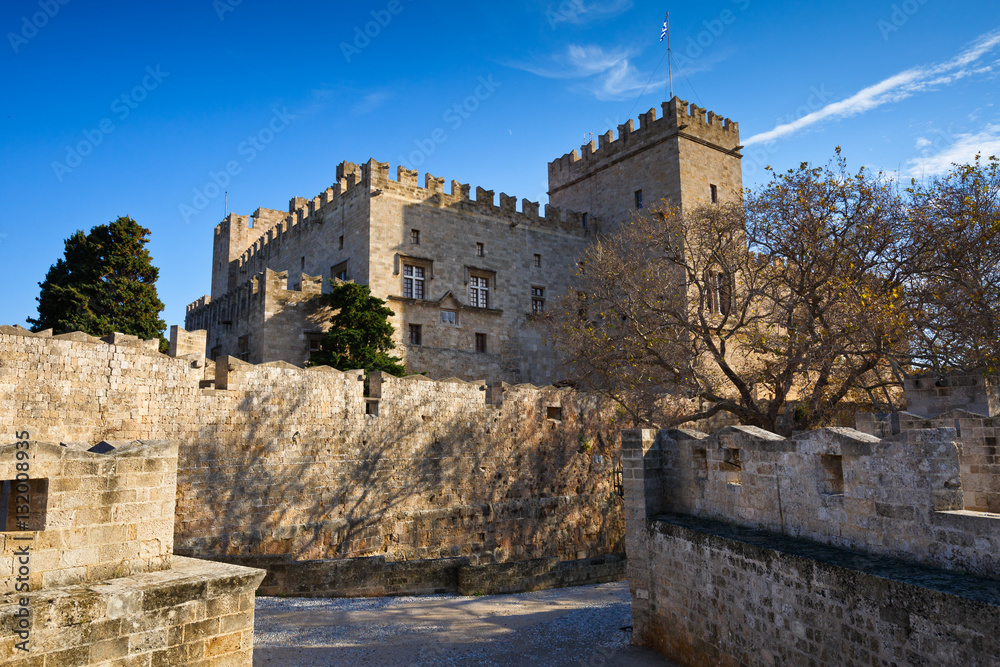 Palace of the Grand Master in Kollakio town quarter in the historic town of Rhodes.