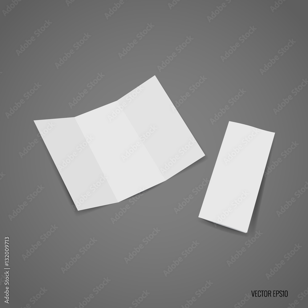 Trifold white template paper. Vector illustration