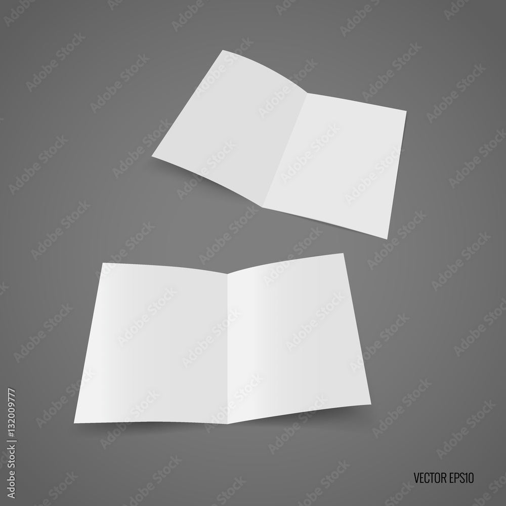 Bifold white template paper. Vector illustration Bifold white template paper. Vector illustration