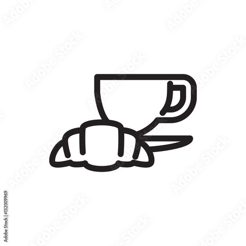 coffee and croissant icon illustration