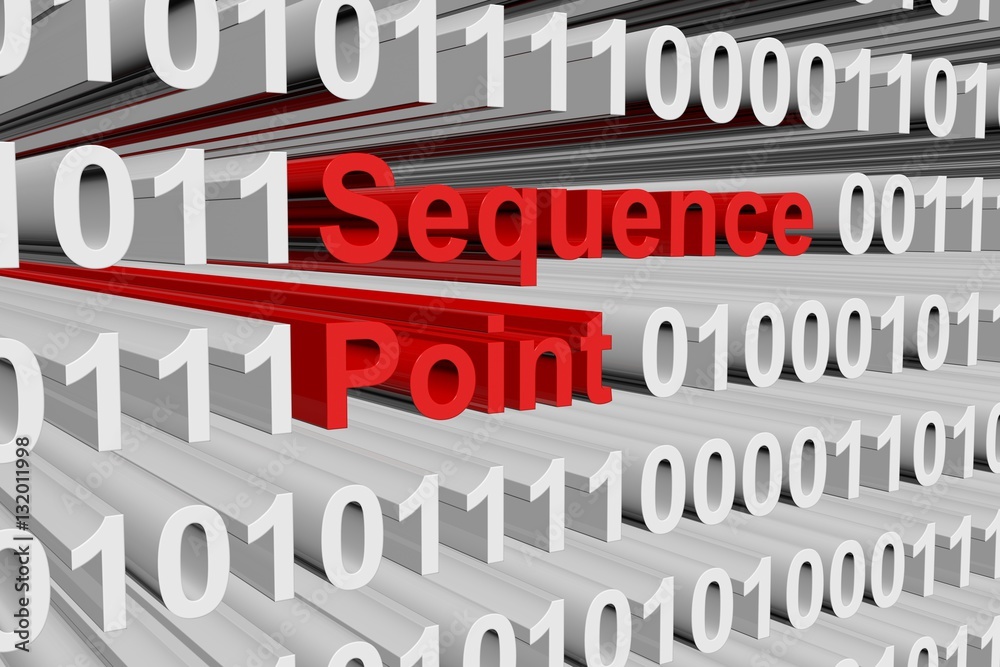 Sequence point in the form of binary code, 3D illustration