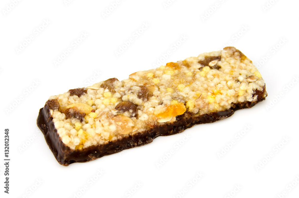Muesli Cereal Bars. Nutri Oat Protein Bars isolated on white background Muesli Cereal Bars. Nutri Oat Protein Bars isolated on white background