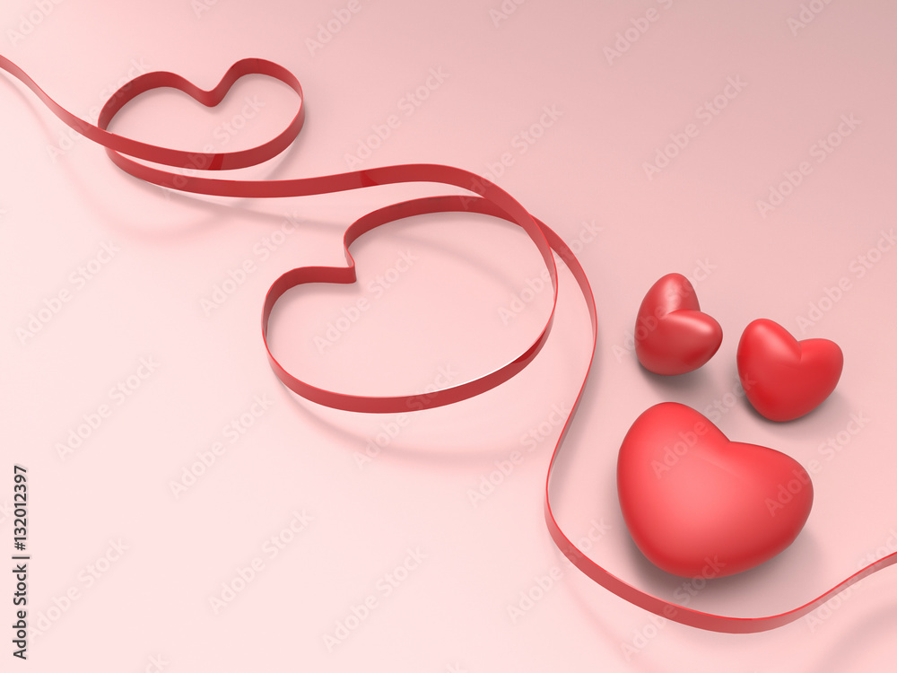 Heart Valentines day and Love on Pink ฺBackground Greeting Card Concept