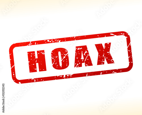 hoax text buffered on white background