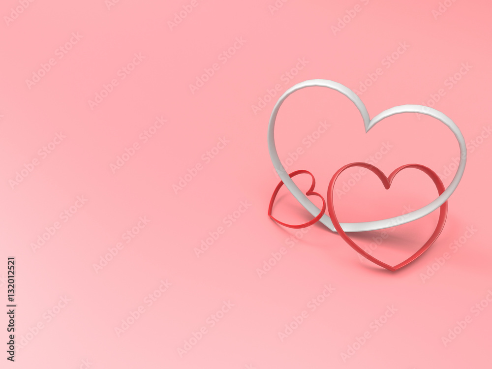 Love valentine's red and White heart on pink ฺBackground