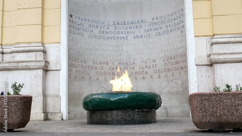 The Eternal flame memorial to the military and civilian victims of the second world war in Sarajevo, Bosnia and Herzegovina