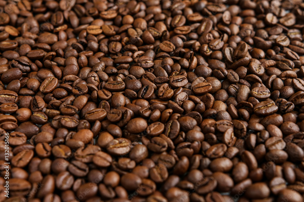 Coffee grains close-up in a rustic style Coffee grains close-up in a rustic style