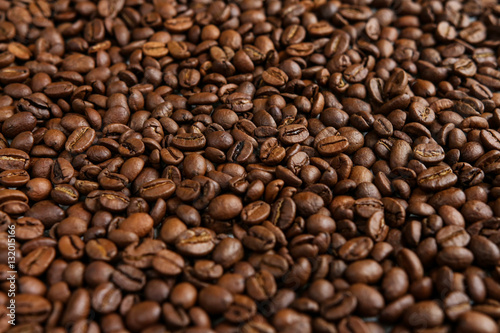 Coffee grains close-up in a rustic style