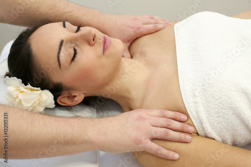 Woman enjoying a massage treatment.