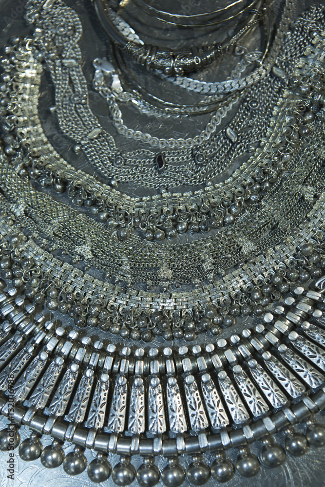Εκτύπωση καμβά Treasure, heap of Beautiful Oriental Silver Bridal jewelry (Indi