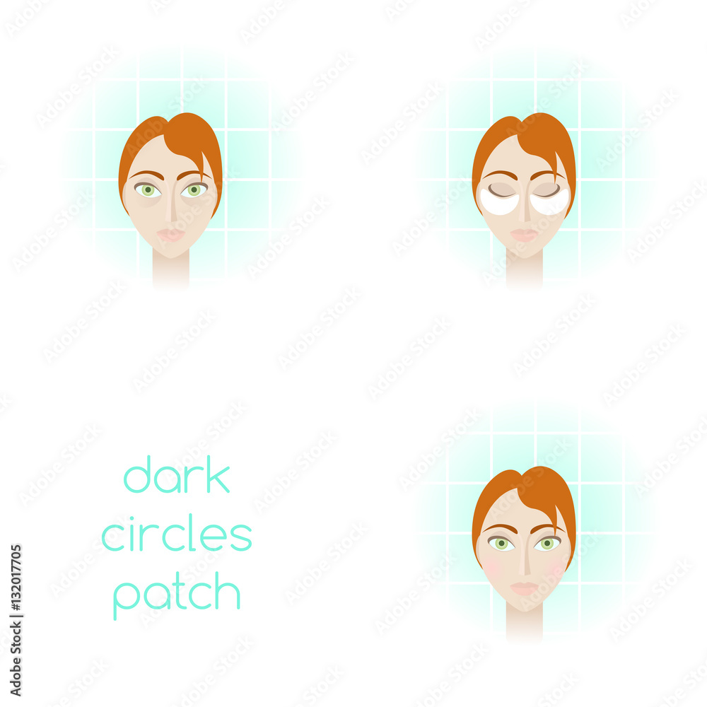 Illustration of face care - using dark circles patch Illustration of face care - using dark circles patch