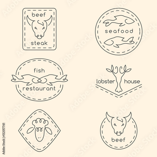 Line art restaurant logo set