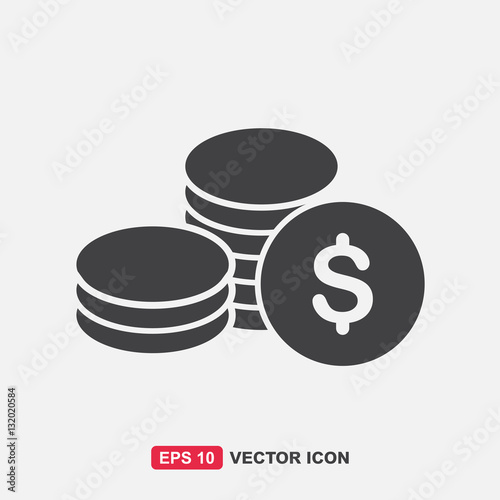 Stack Of Coins Icon / Vector