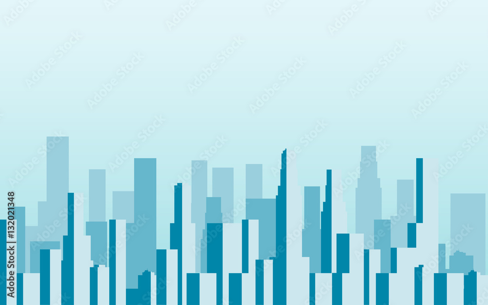 Panorama of city with skyscrapers. Megalopolis. Vector illustration.