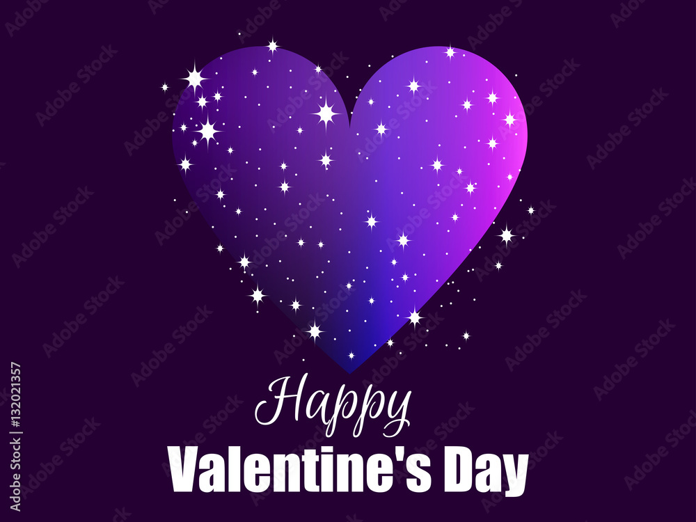 Happy Valentines Day. Background with heart and stars. Vector illustration.