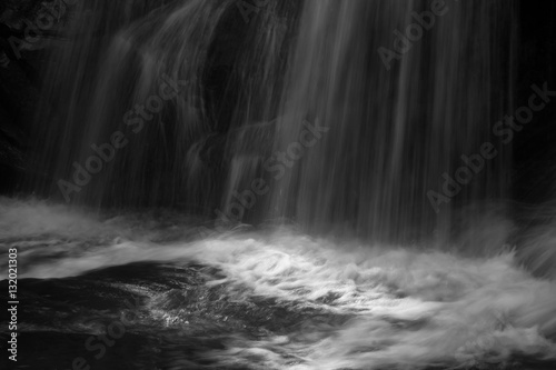 waterfall in the forest in the night Back and White on background