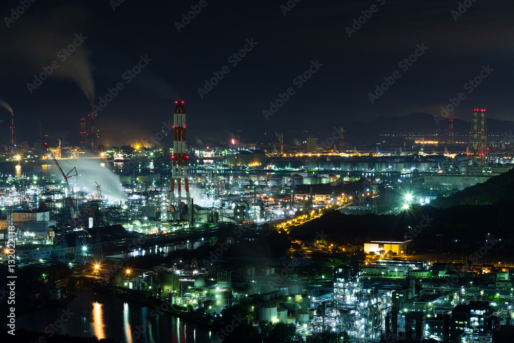 Industrial area in Japan at night