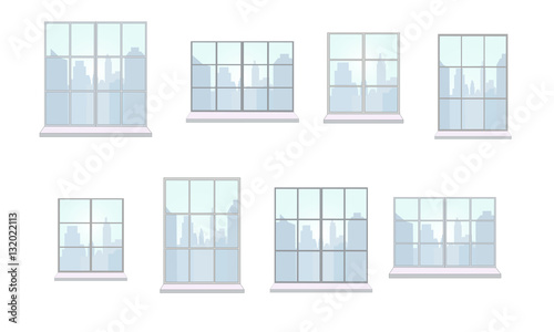 Collection of window frames of various shapes