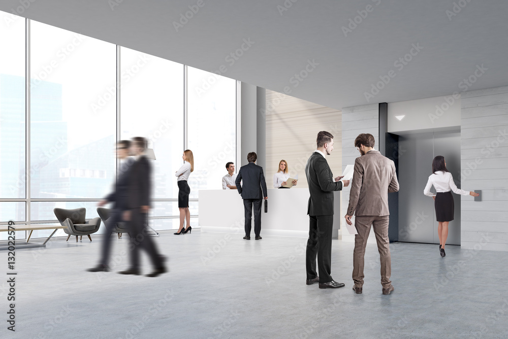 Fototapeta premium People in an elevator hall