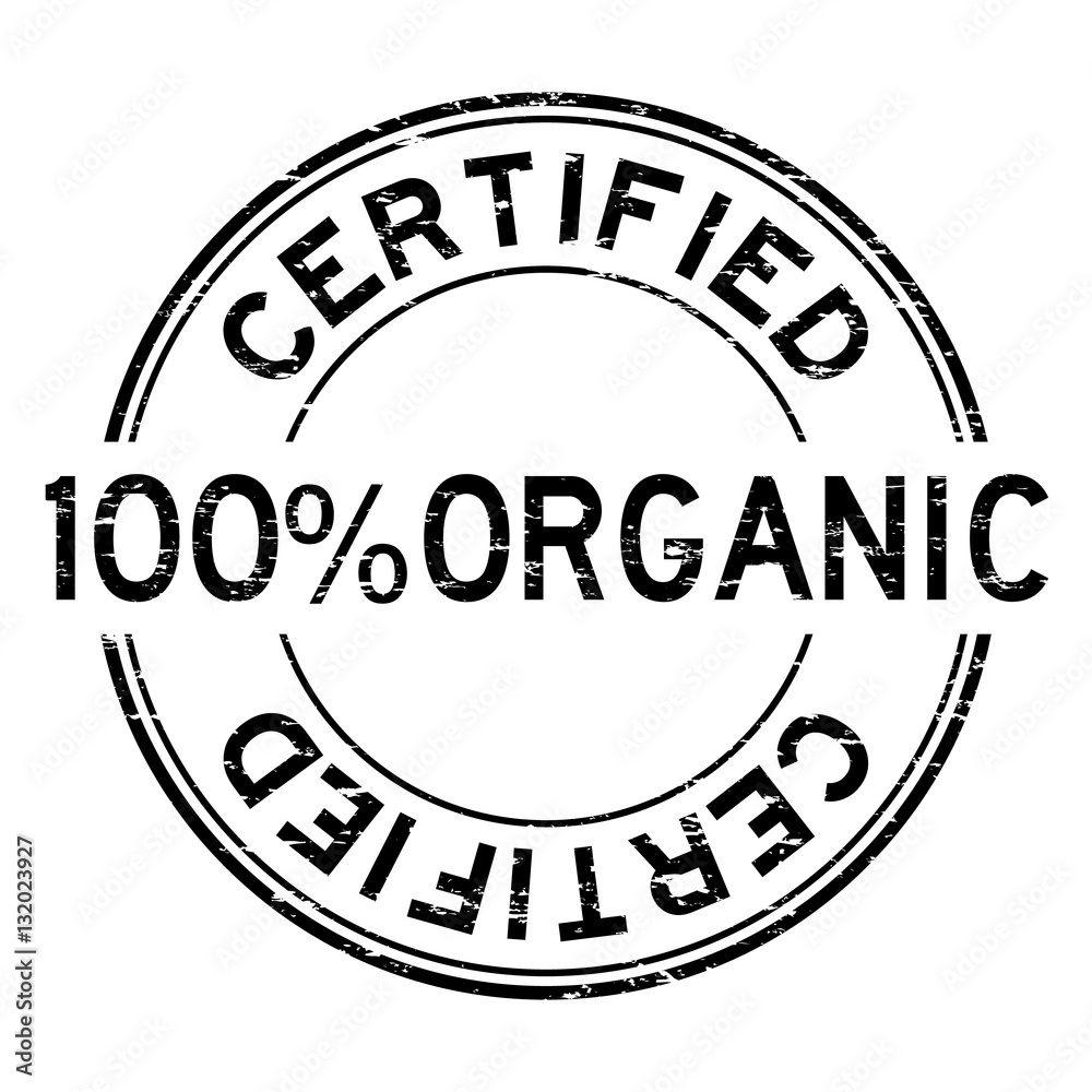 Grunge black 100 % organic certified round rubber stamp