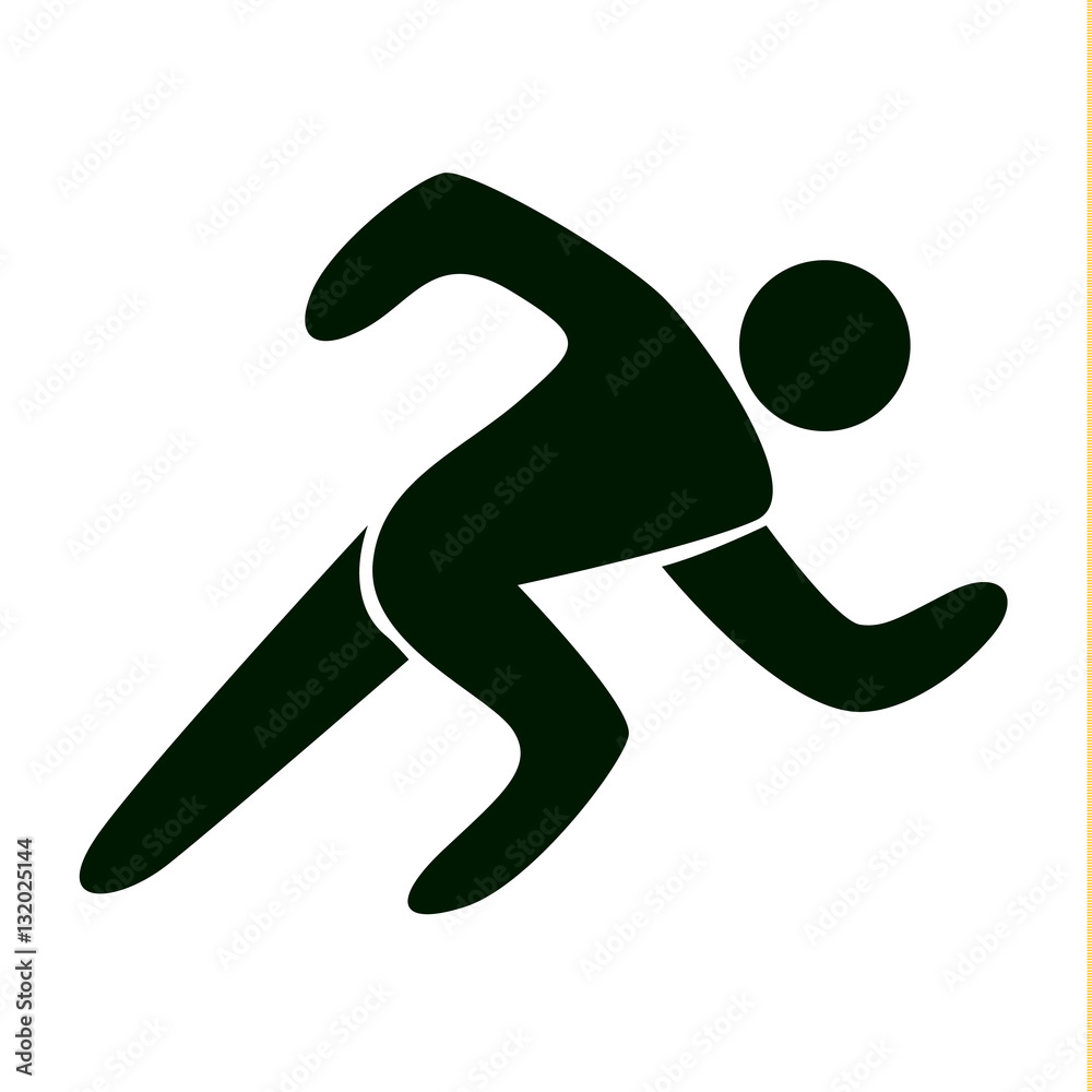 Isolated runner icon on white background. Speed race. Fitness activity.