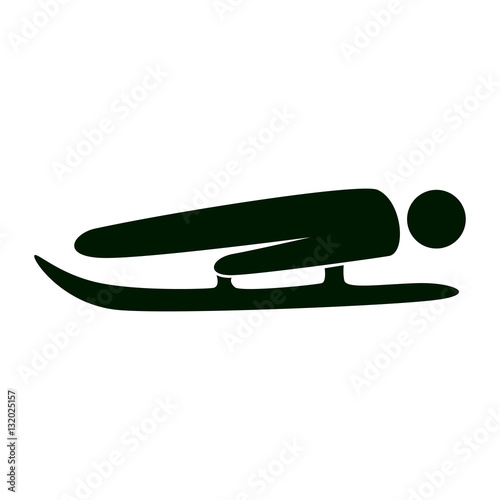 Isolated luge icon on white background. Winter sport. Sledging or bobsleigh.
