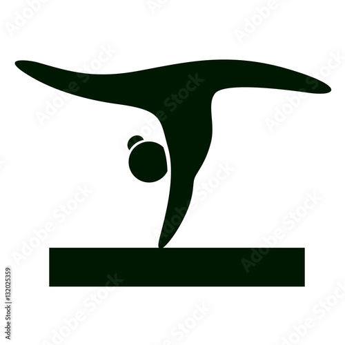Sport gymnastics icon on white background. Olympic games. Female athlete.
