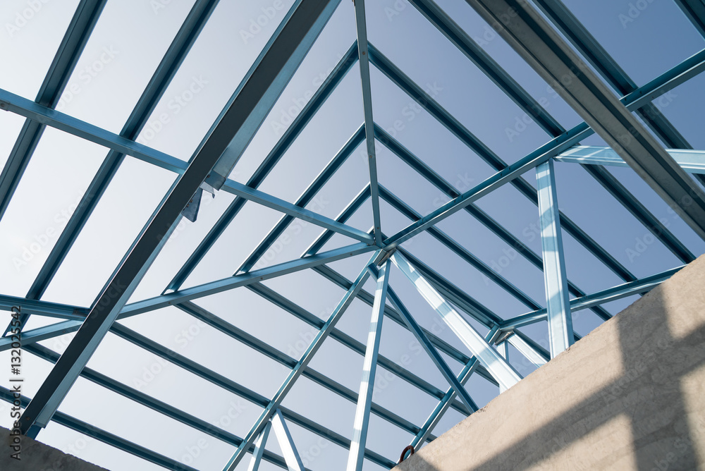 Structure of steel roof. Structure of steel roof.