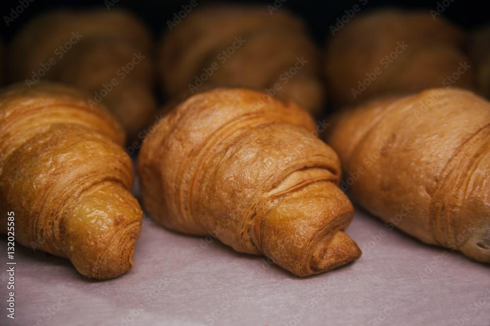 Just baked appetizing croissants