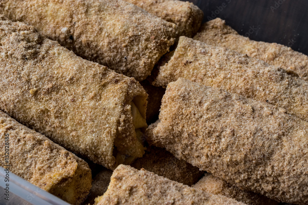 Raw Pastry with breadcrumbs / Chinese Egg Rolls Raw Pastry with breadcrumbs / Chinese Egg Rolls