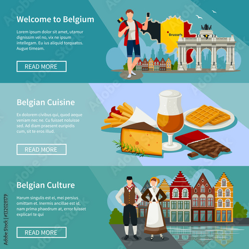 Belgium Horizontal Banners Set Flat Style