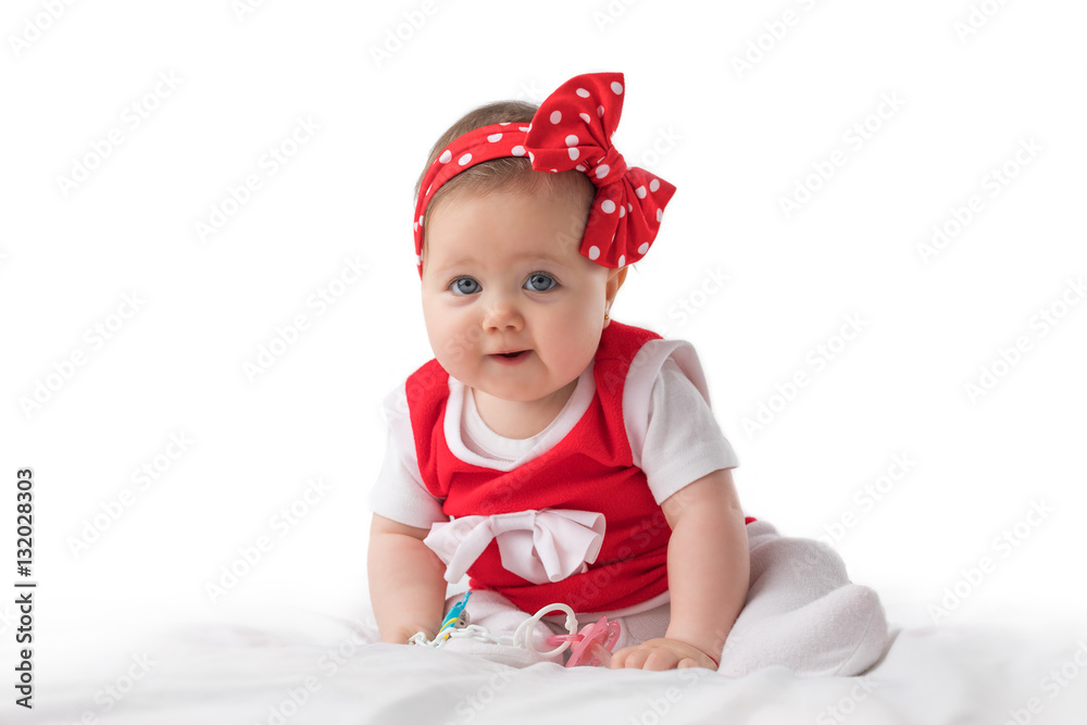 Adorable baby girl portrait on white background Adorable baby girl portrait on white background