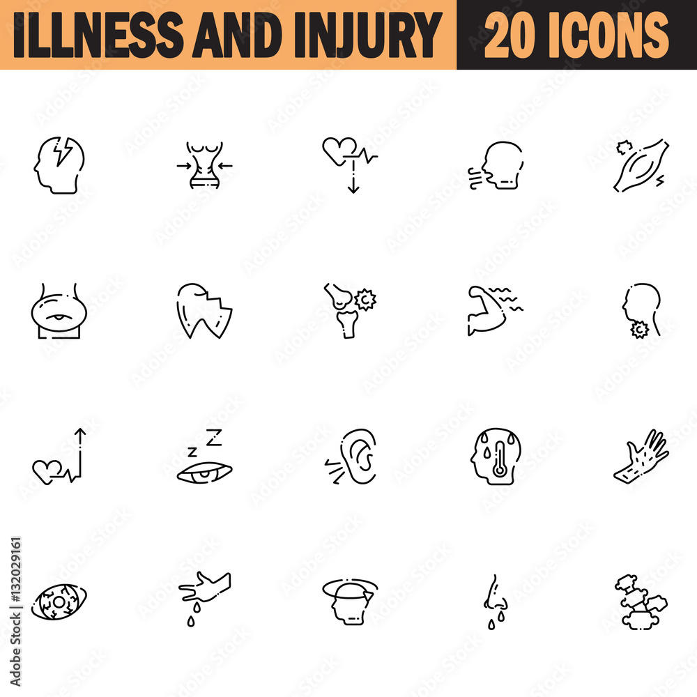 Fototapeta premium Disease icon set