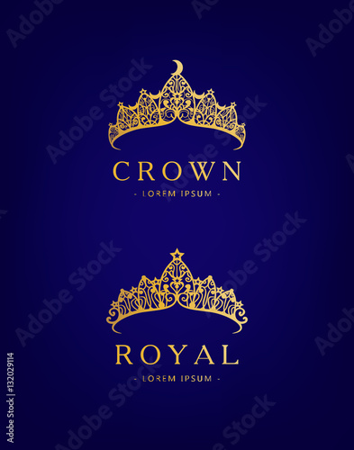 Abstract luxury, royal golden company logo icon vector design.