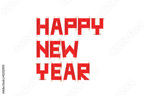 Happy New Year text paper scratch Red and white